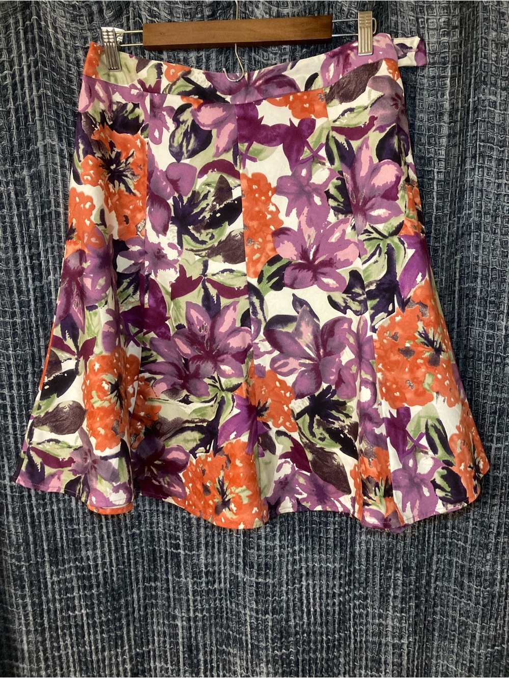 George Floral Circle Skirt in Purple & Orange - Picture 2 of 8